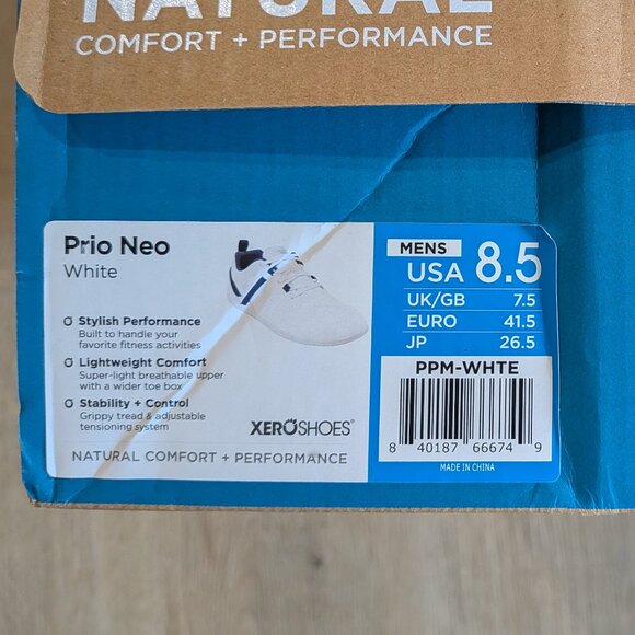 Xero Prio Neo white and blue barefoot shoe size 8.5 Men's - Picture 6 of 6